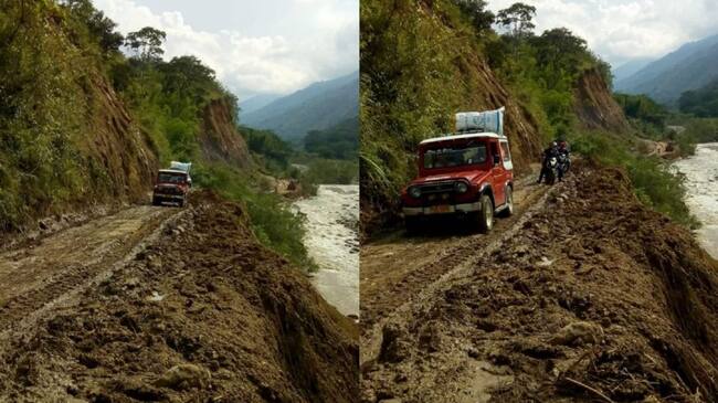 Vías colapsadas en Algeciras, Huila