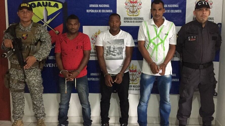 Capturados responsables de robos a embarcaciones en el pacífico colombiano. Foto: Cortesía Fuerza Naval del Pacífico