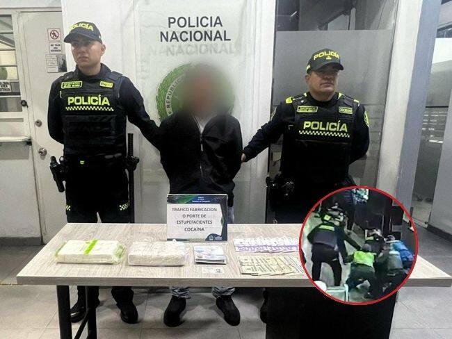 Capturan a estadounidense con más de 2 kilos de cocaína en Bogotá: pretendía huir. Foto: Policía de Bogotá/Caracol Radio.
