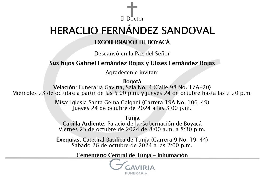 El exgobernador, reconocido por su compromiso con Boyacá y su trayectoria en el servicio público, dejó un legado imborrable en la política y el derecho colombiano.