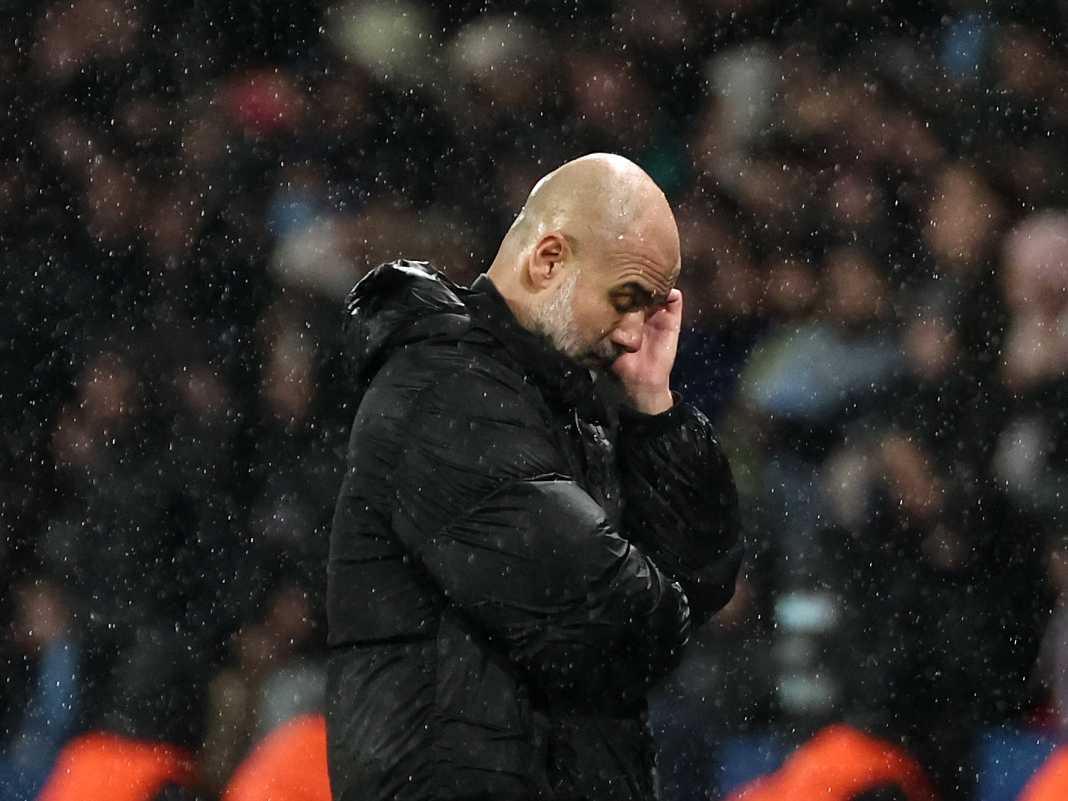 Paris (France), 22/01/2025.- Manchester City head coach Josep Guardiola reacts during the UEFA Champions League league phase soccer match between Paris Saint Germain (PSG) and Manchester City in Paris, France, 22 January 2025. (Liga de Campeones, Francia) EFE/EPA/CHRISTOPHE PETIT TESSON