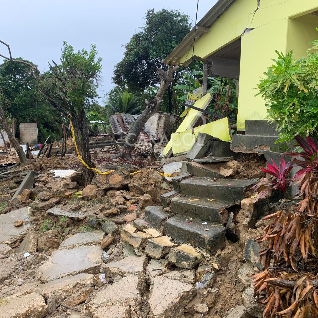 Una de las viviendas afectadas tras el deslizamiento de tierra en Piojó, Atlántico./Caracol Radio