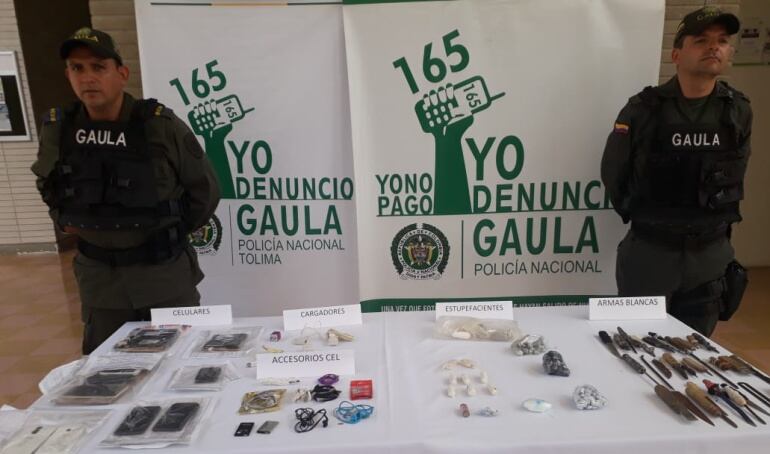 Elementos incautados en cárcel de Picaleña 