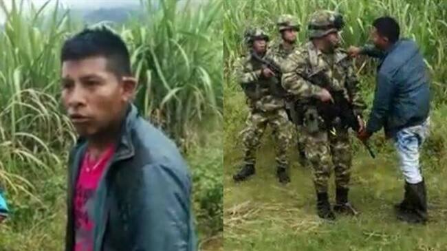 Se trata de un hombre identificado como Bolívar Pilcué, capturado en Corinto durante operativos de Fuerza Pública. Foto: Cortesía Sucesos Cauca