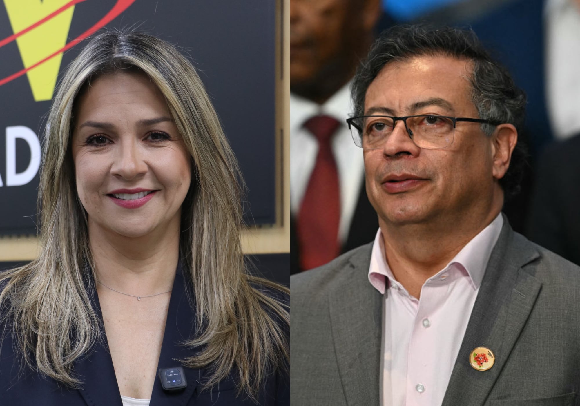 Vicky Dávila y Gustavo Petro. Foto: W Radio y Getty Images.