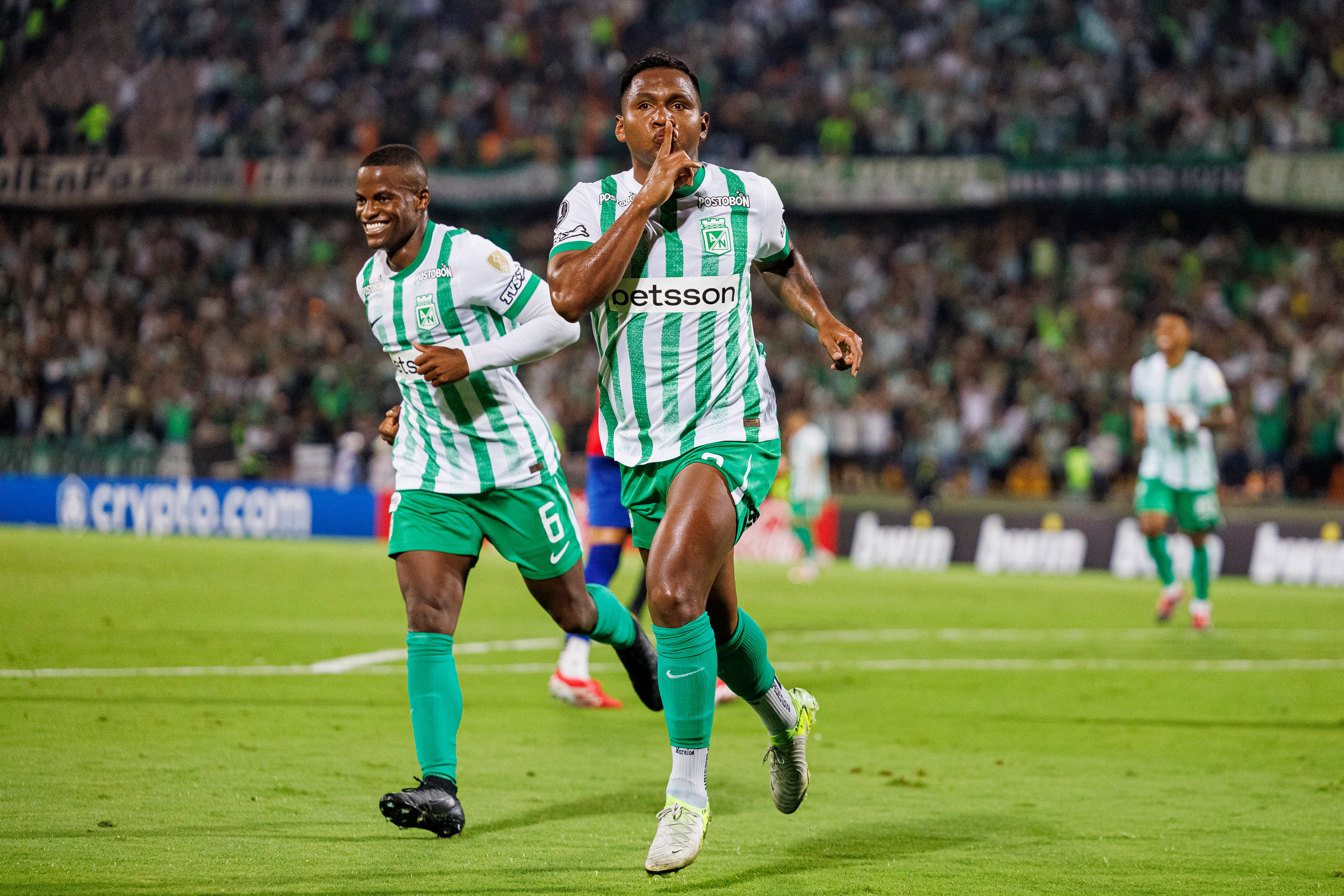 Alfredo Morelos delantero de Atlético Nacional celebrando un gol en la Copa Libertadores 2025 / Getty Images