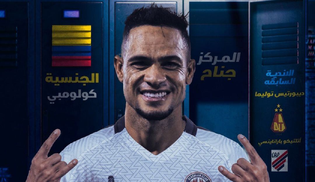 Anderson Plata, en su presentación como jugador del Al-Adalah.