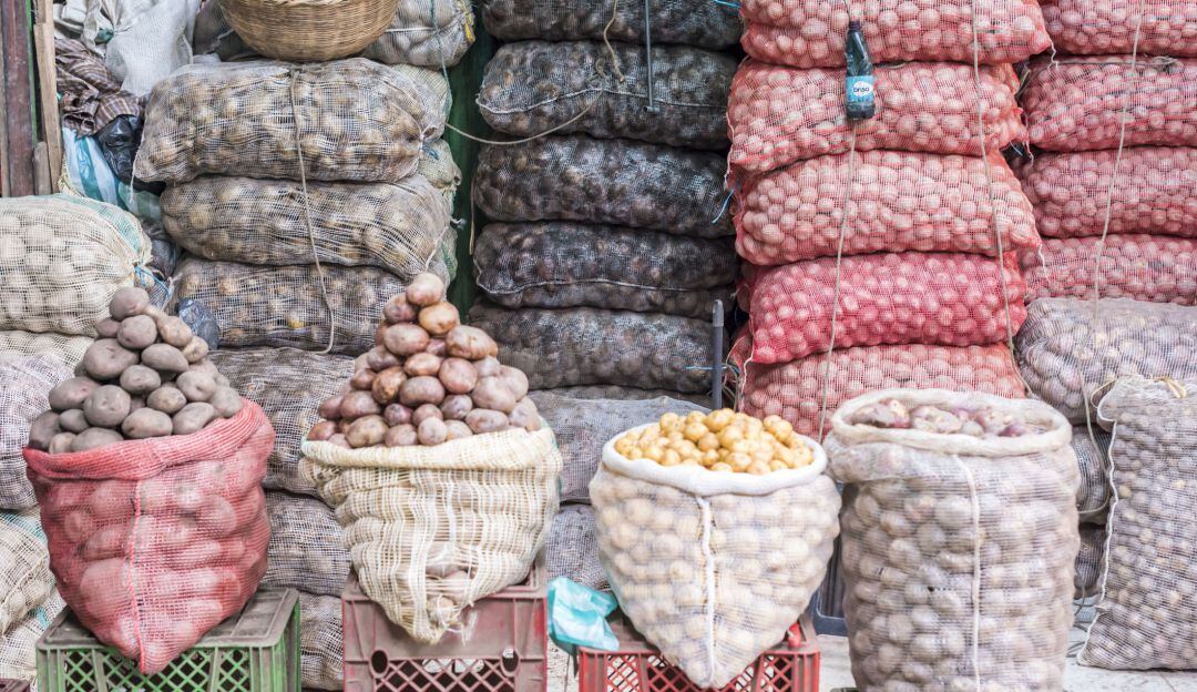 Variedad de papas en plaza de Paloquemao