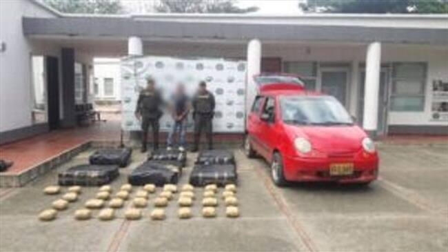 Capturado hombre con más de 200 kilos de marihuana en Cauca. Foto: Cortesía Policía Nacional