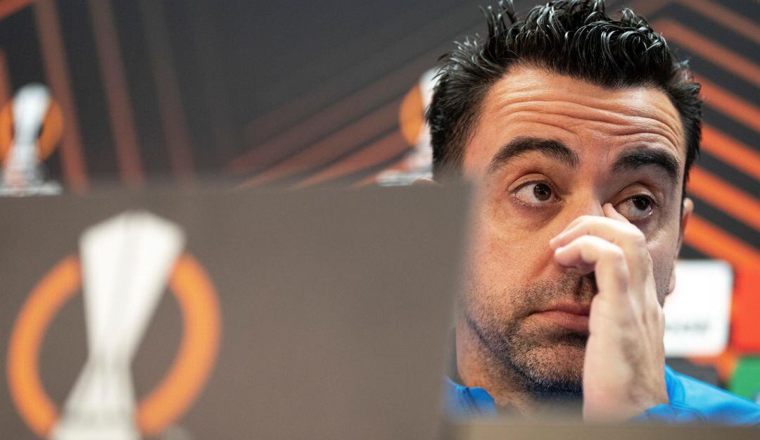 Xavi Hernández, técnico del Barcelona, en rueda de prensa.
