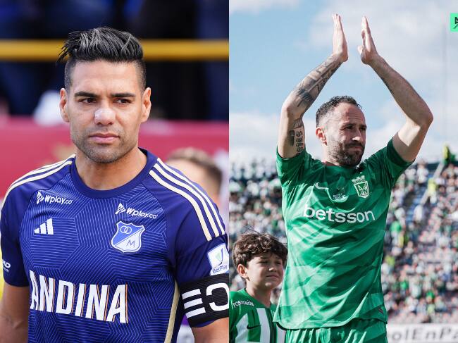 Falcao (Millonarios) y David Ospina (Nacional) / Getty Images y Twitter @nacionaloficial.