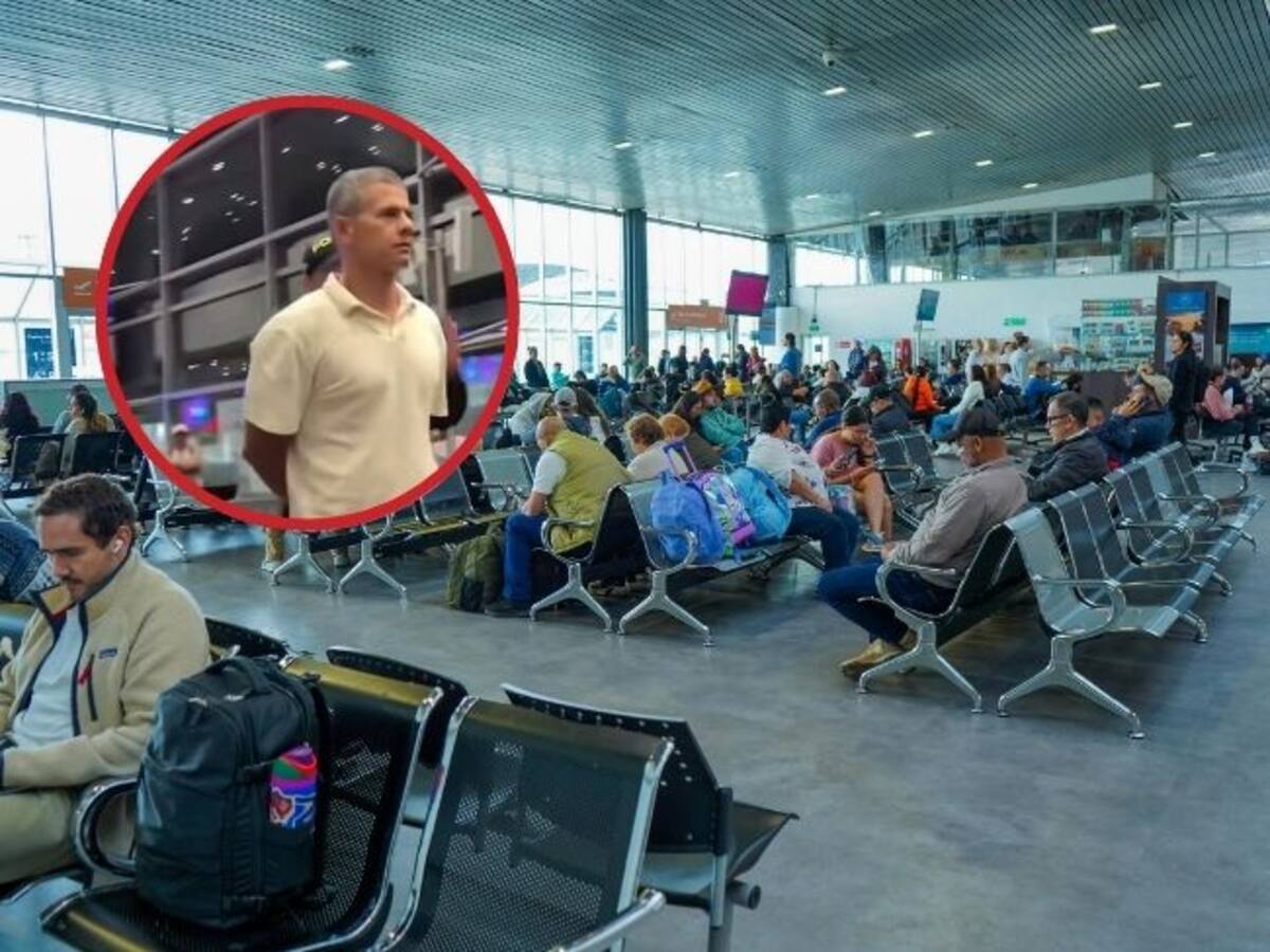 Nuevo video del hombre que golpeó a una mujer en el aeropuerto El Dorado: está esposado
