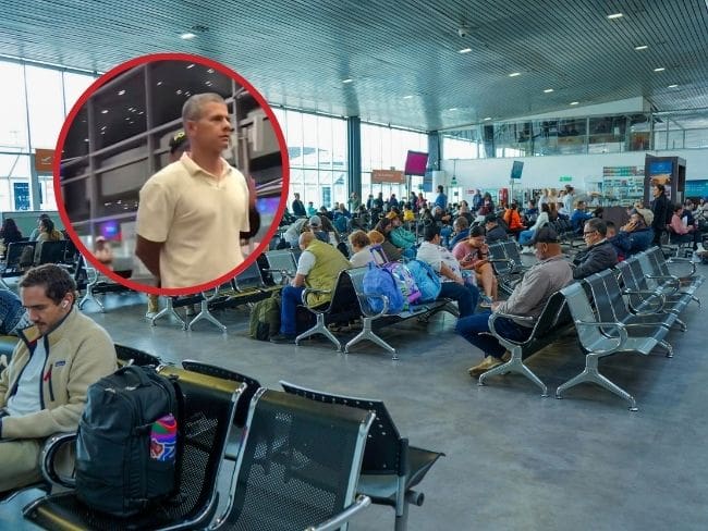 Nuevo video del hombre que golpeó a una mujer en el aeropuerto El Dorado: está esposado