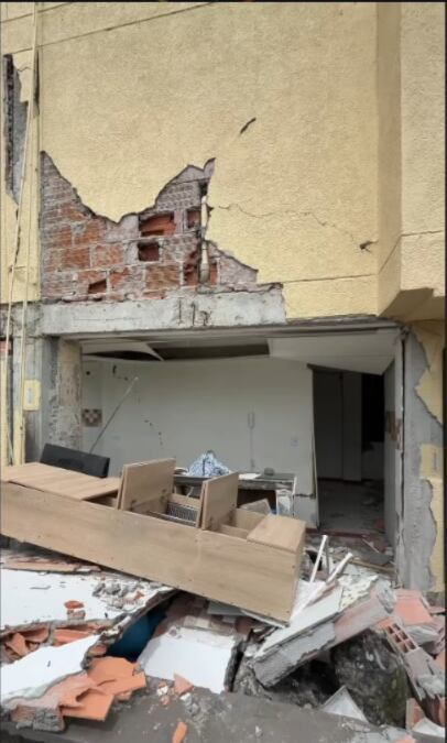 Inmueble impactado por el terremoto del 10 de agosto en Viterbo, Caldas. Foto: @jmrestrepoa