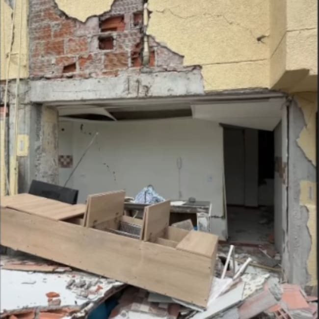 Inmueble impactado por el terremoto del 10 de agosto en Viterbo, Caldas. Foto: @jmrestrepoa