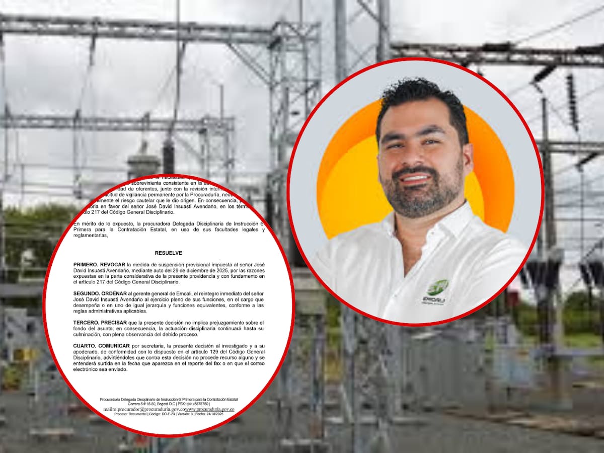 Procuraduría levanta suspensión al gerente de Energía de EMCALI