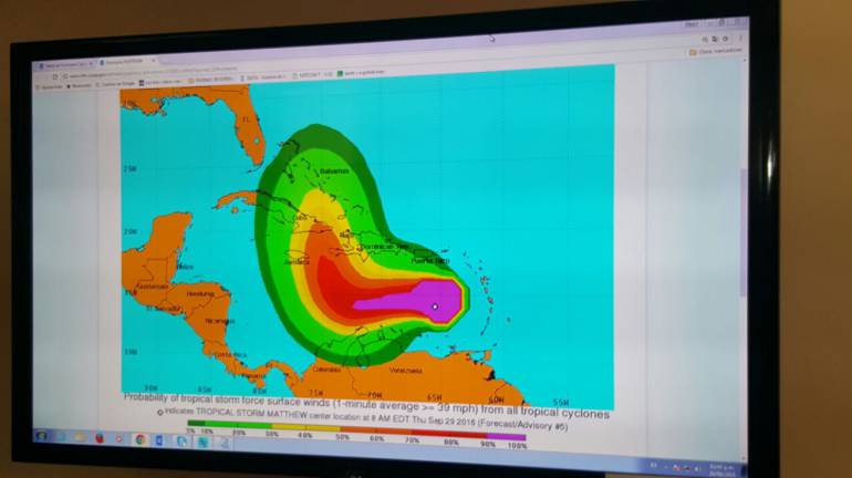 Huracán Matthew en las costas colombianas.
