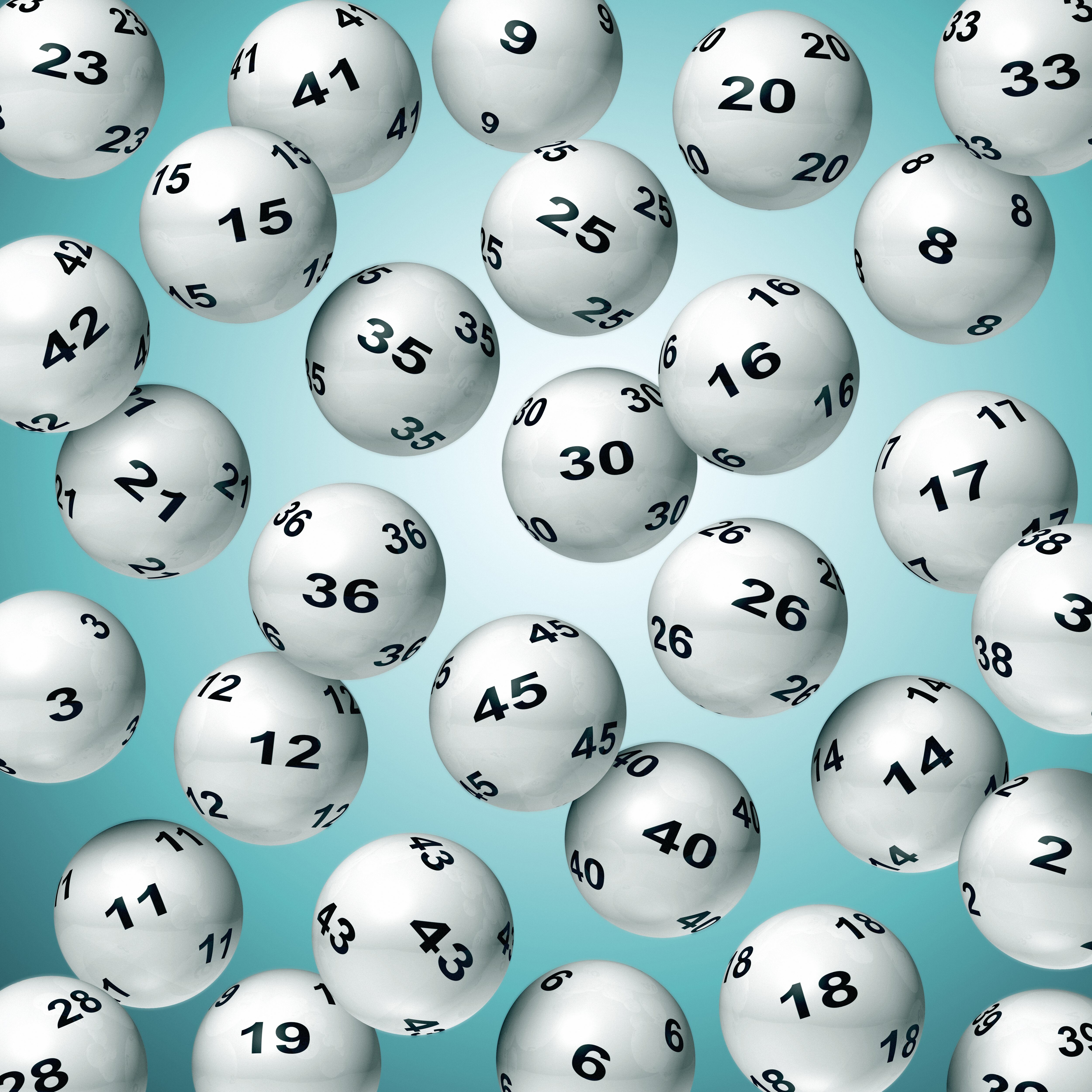 Lotto, Falling Lottery Balls on Green Background - Lottokugeln