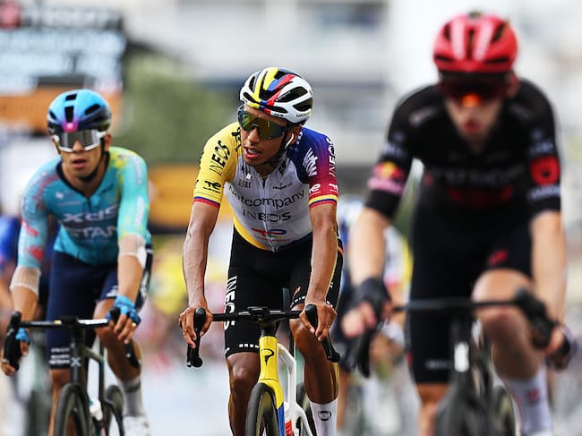 PAU, FRANCE - JULY 08: Egan Bernal of Colombia and Netcompany INEOS Cycling Team crosses the finish line during the 113th Tour de France 2026, Stage 5 a 158.3km stage from Lannemezan to Pau / #UCIWT / on July 08, 2026 in Pau, France. (Photo by Dario Belingheri/Getty Images)