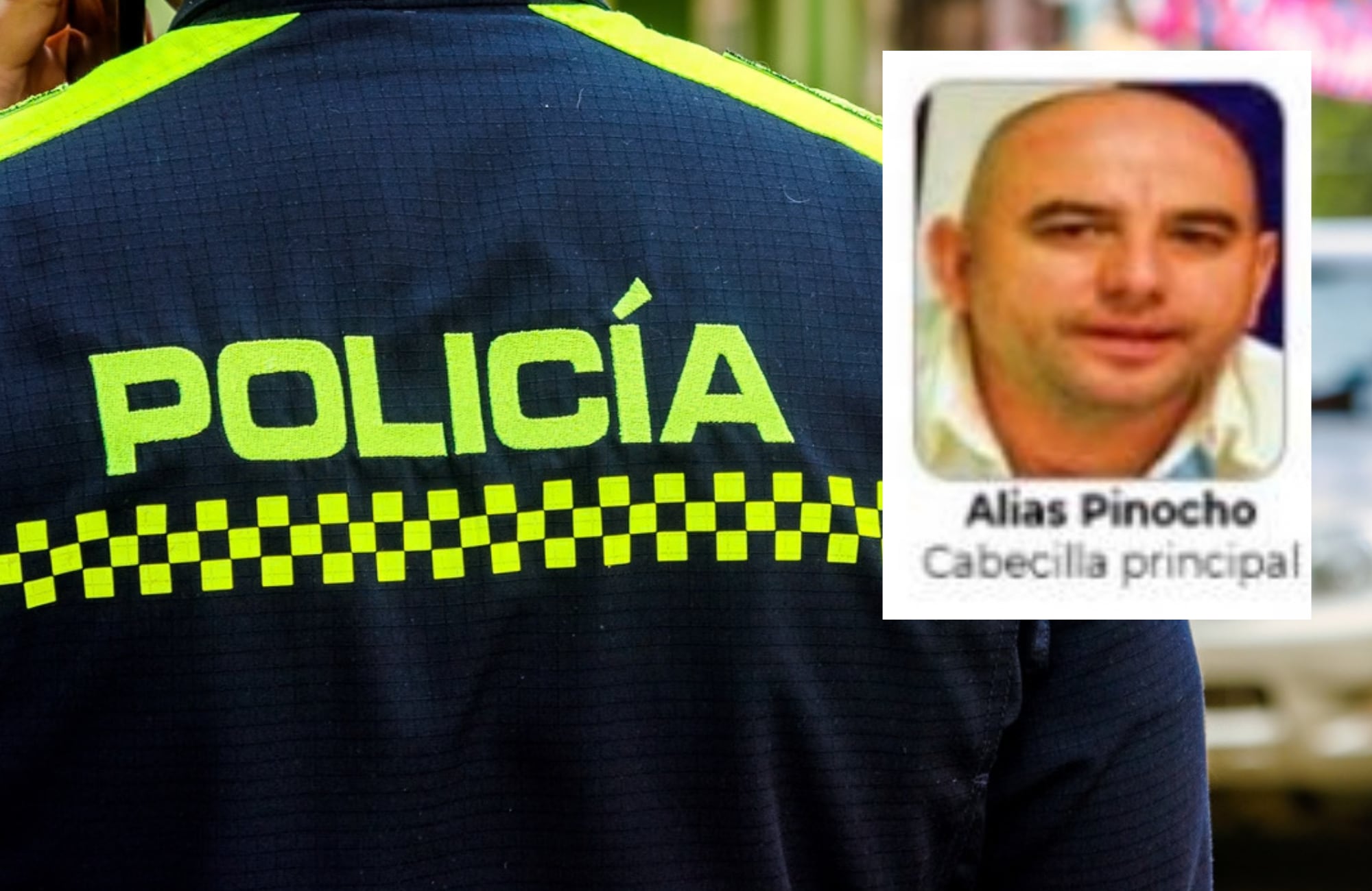 Policía Colombia y alias 'Pinocho'. Fotos: Getty Images / Suministrada