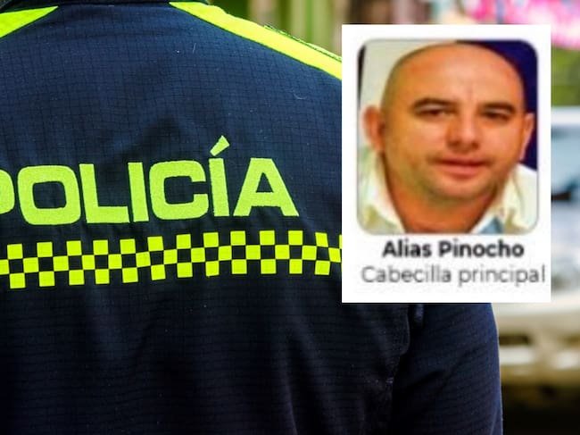 Policía Colombia y alias 'Pinocho'. Fotos: Getty Images / Suministrada