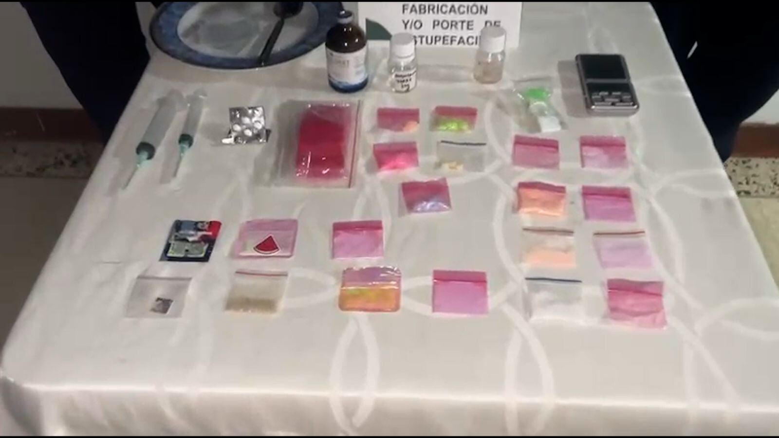 Sustancias alucinógenas sintéticas incautadas a un joven en Supía, Caldas. Foto: Policía Caldas.