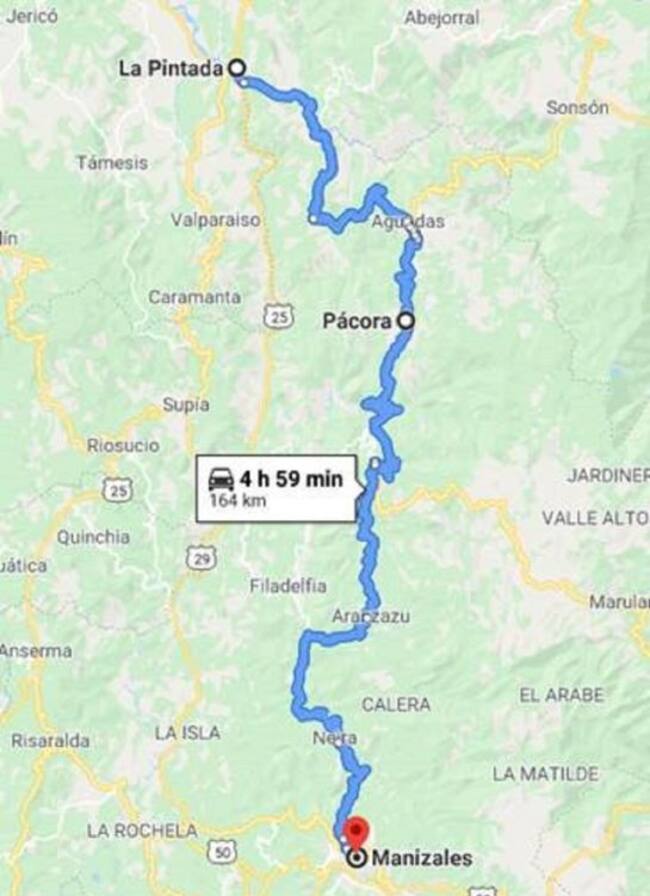 Ruta alterna Manizales – Pácora – Aguadas – La Pintada