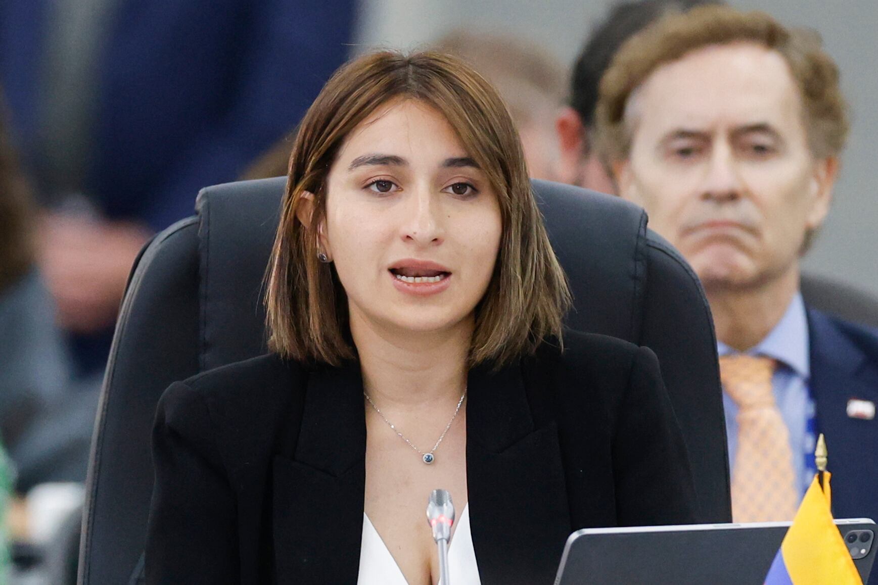 Saliente canciller, Laura Sarabia. Foto: Cancillería 