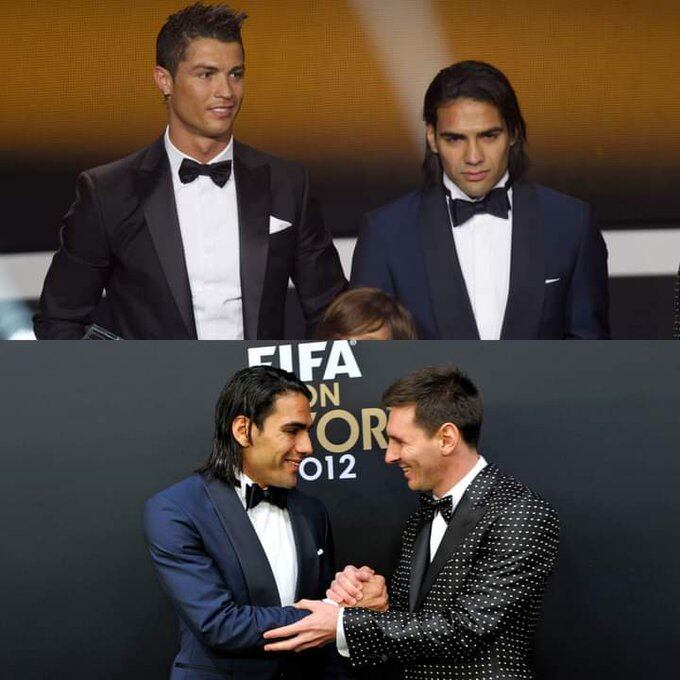 Falcao junto a Cristiano Ronaldo y Messi (Vía X)
