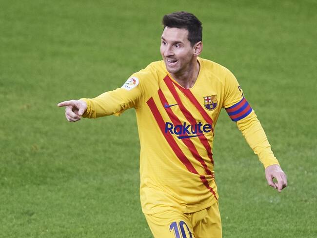 Lionel Messi celebra uno de los dos goles marcados ante el Athletic Bilbao.
