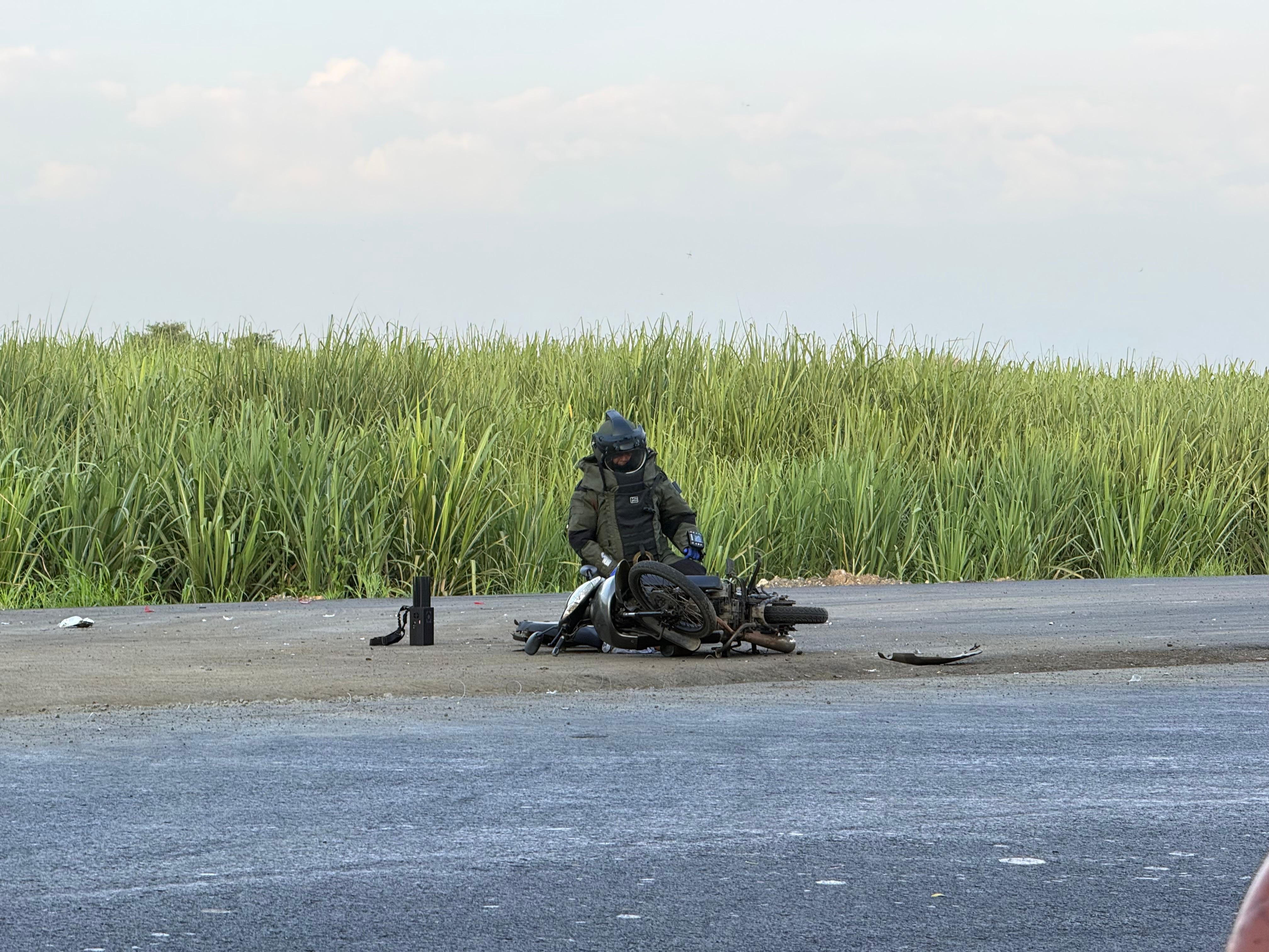 La carga detonante fue destruída controladamente. Crédito: Policía Naciona.