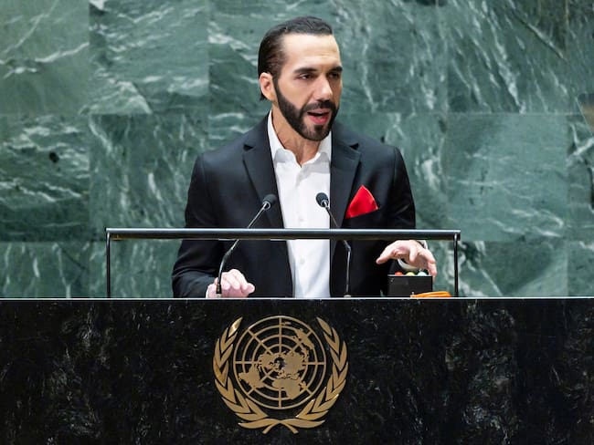 Nayib Bukele, presidente de El Salvador, habla desde la Asamblea de la ONU