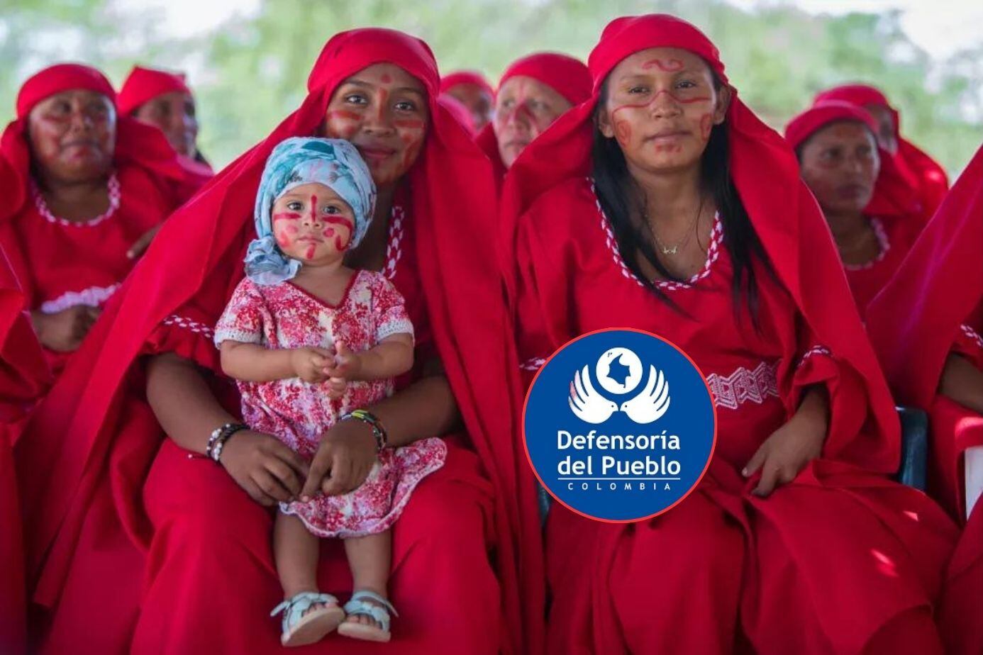 Comunidad wayú y logo de la Defensoría del Pueblo