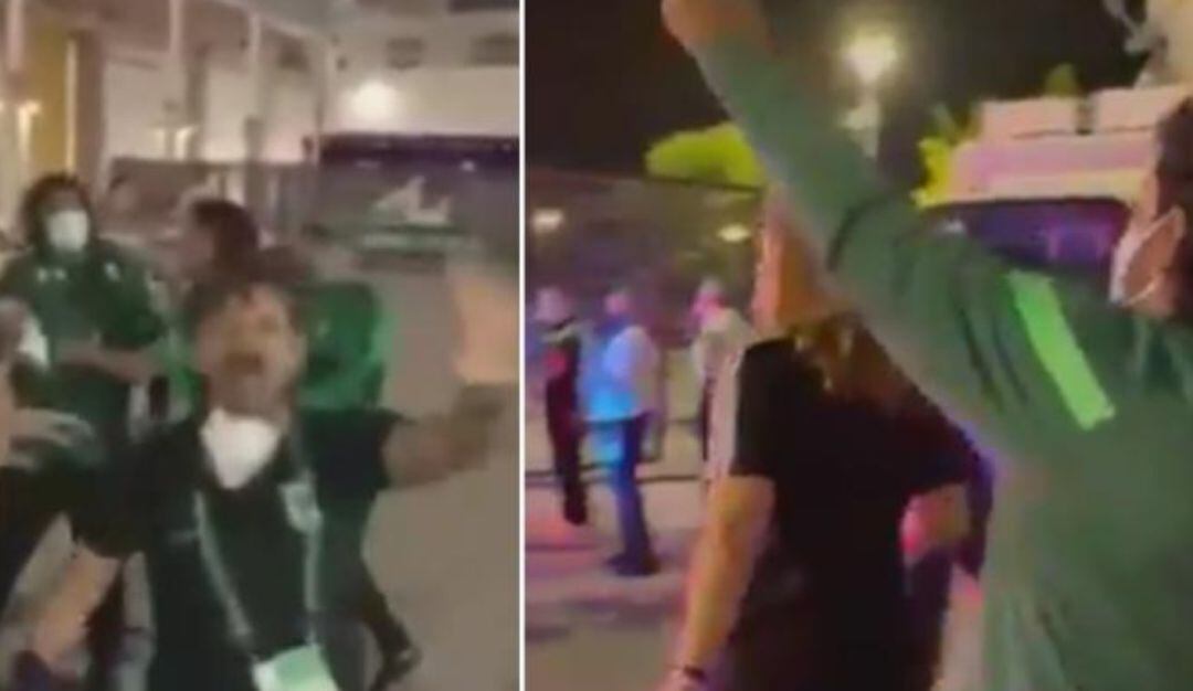 René Higuita frente a hinchas de Millonarios. 