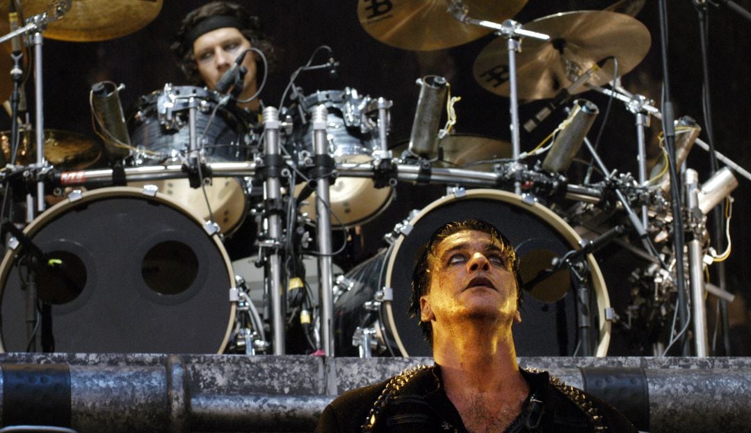 El vocalista Till Lindemann y el baterista Christoph "Doom" Schneider de Rammstein 