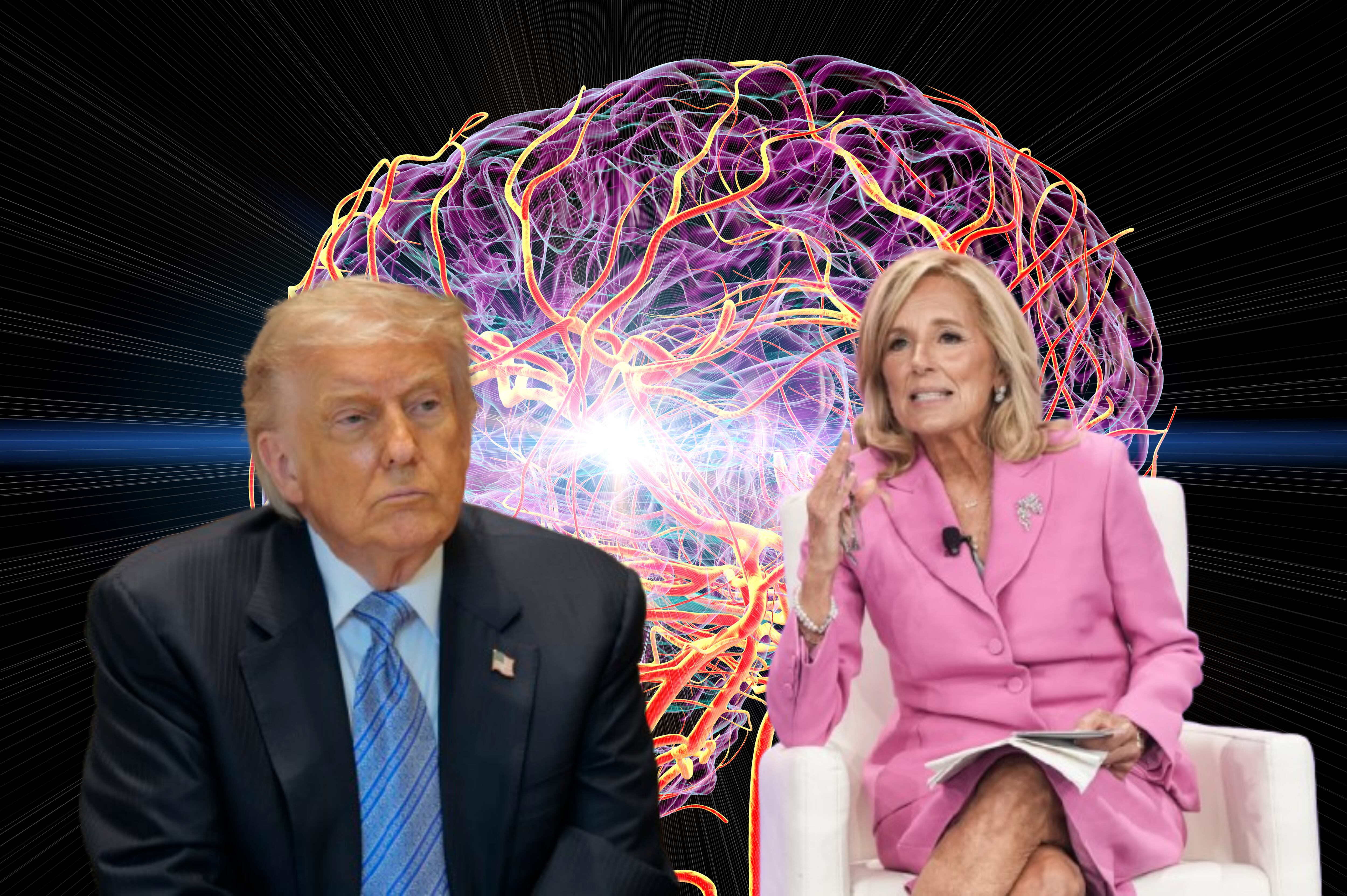 Imagen de referencia. Donald Trump (izquierda) - Jill Biden (derecha) - Cerebro (fondo): Getty Images.