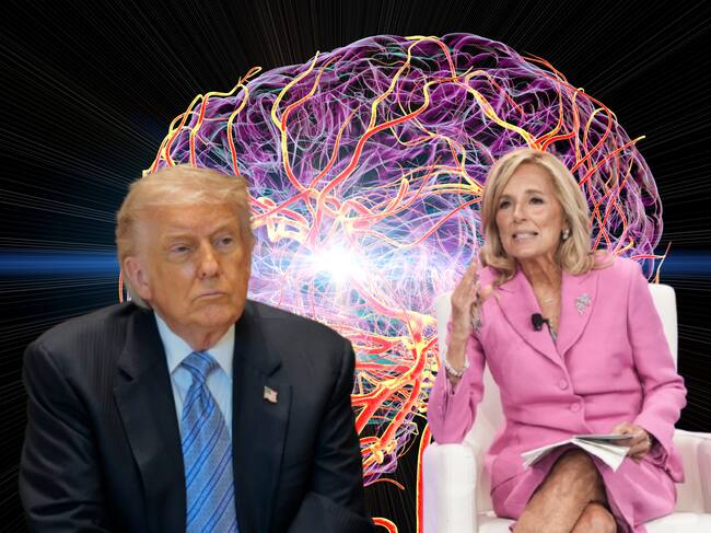 Imagen de referencia. Donald Trump (izquierda) - Jill Biden (derecha) - Cerebro (fondo): Getty Images.