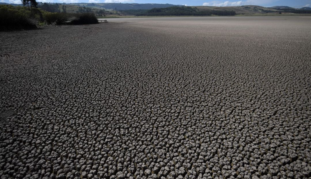 Laguna de Suesca, afectada por el cambio climático, en Colombia.