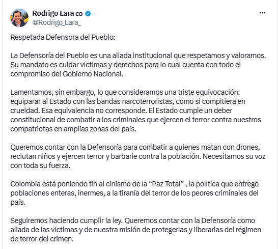 Trino del ministro del Interior, Rodrigo Lara