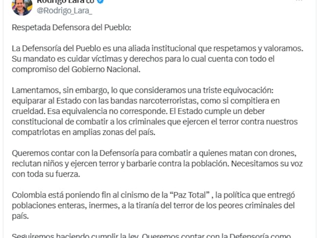 Trino del ministro del Interior, Rodrigo Lara
