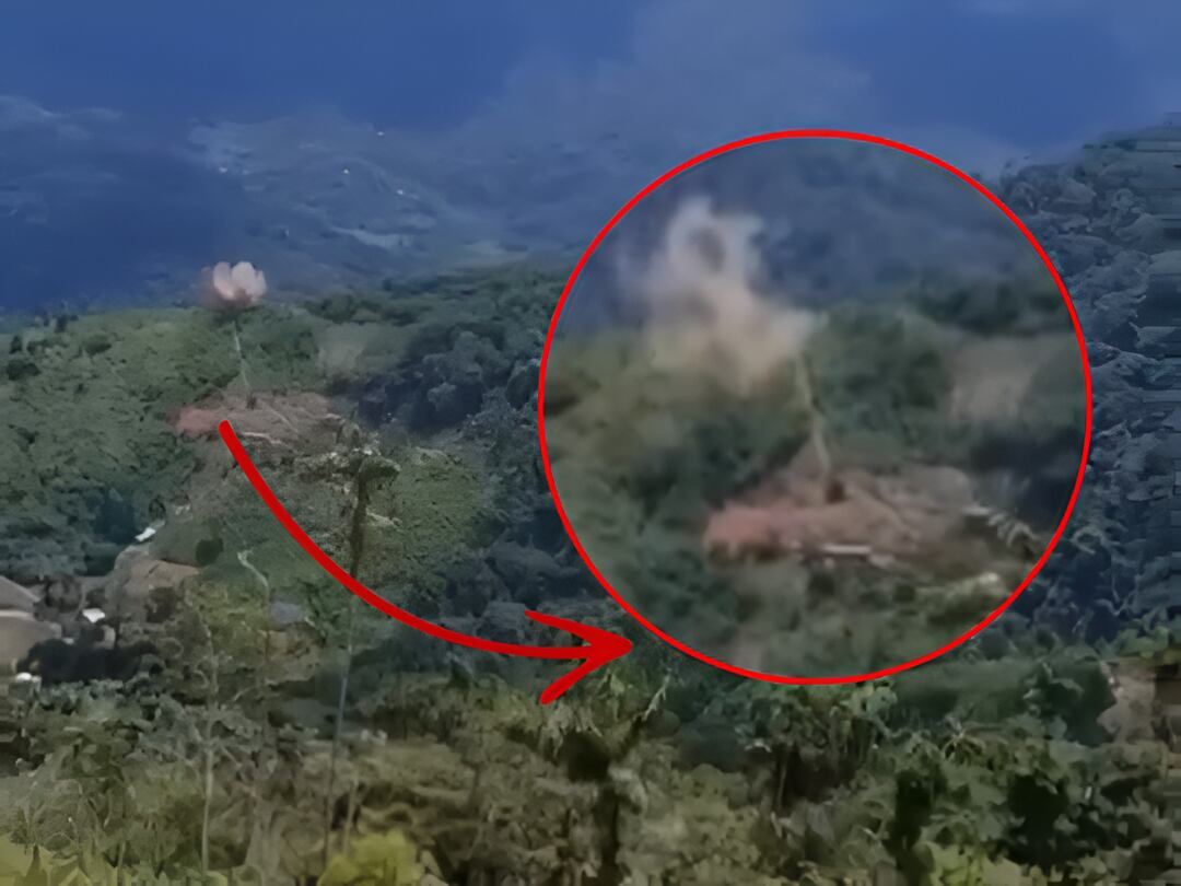 Imagen tomada de video del ataque a helicóptero en Amalfi, Antioquia // Redes Sociales