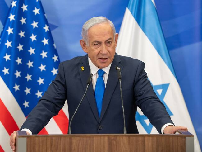 Jerusalem (ISR), 16/02/2025.- Israeli Prime Minister Benjamin Netanyahu attends a joint press conference following his meeting with US Secretary of State Marco Rubio (not pictured) at the prime minister's office in Jerusalem, 16 February 2025. (Jerusalén) EFE/EPA/OHAD ZWIGENBERG / POOL