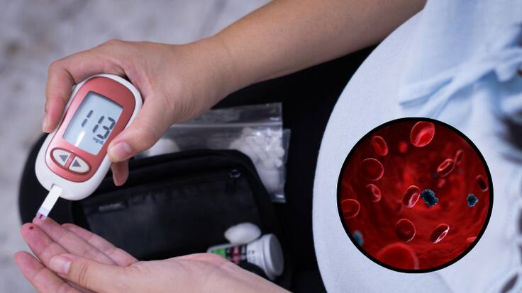 Persona midiendo su nivel de glucosa en la sangre (Fotos vía Getty Images)