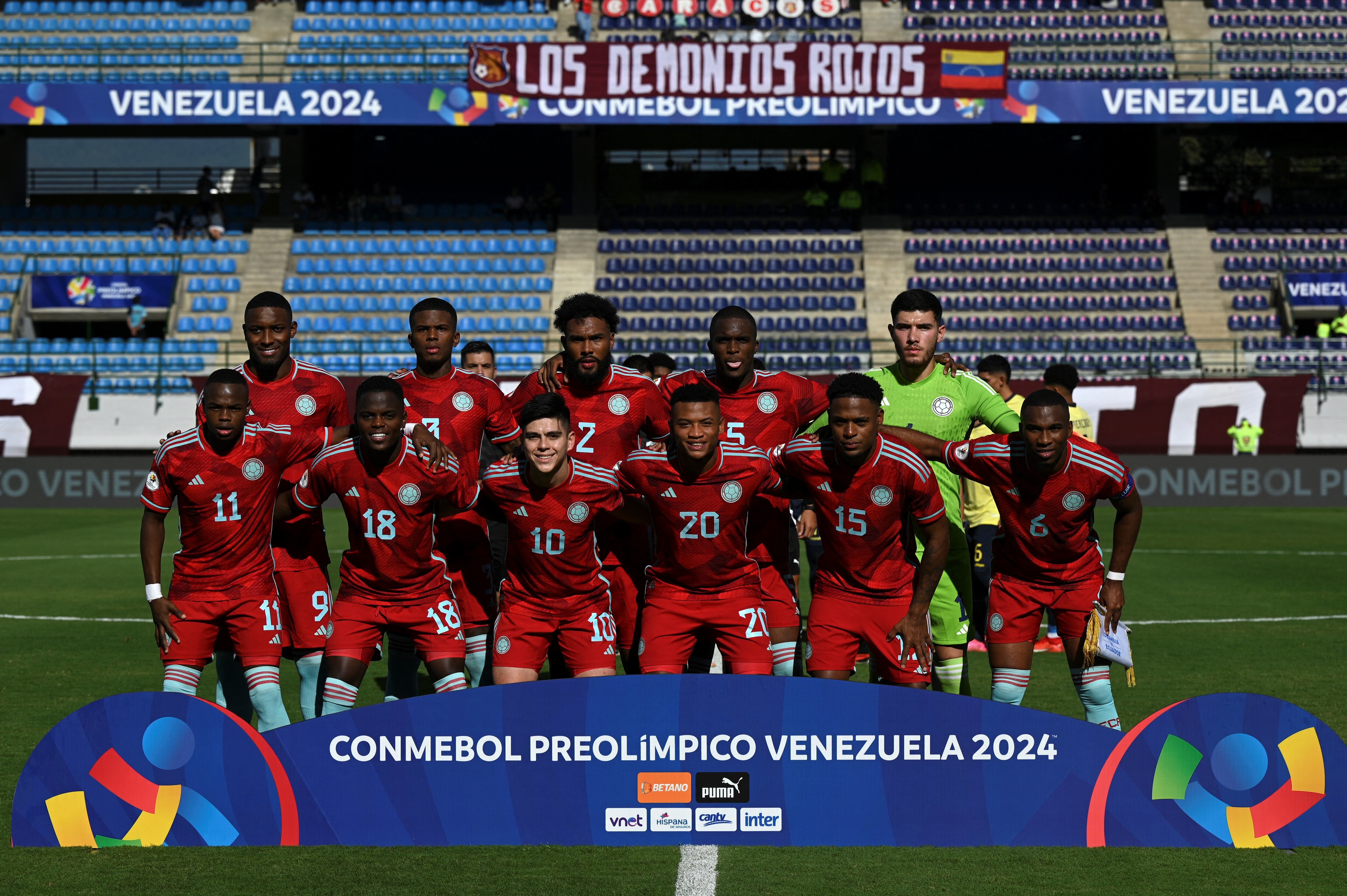 Colombia en su debut ante Ecuador en el Torneo Preolímpico. (Photo by FEDERICO PARRA/AFP via Getty Images)