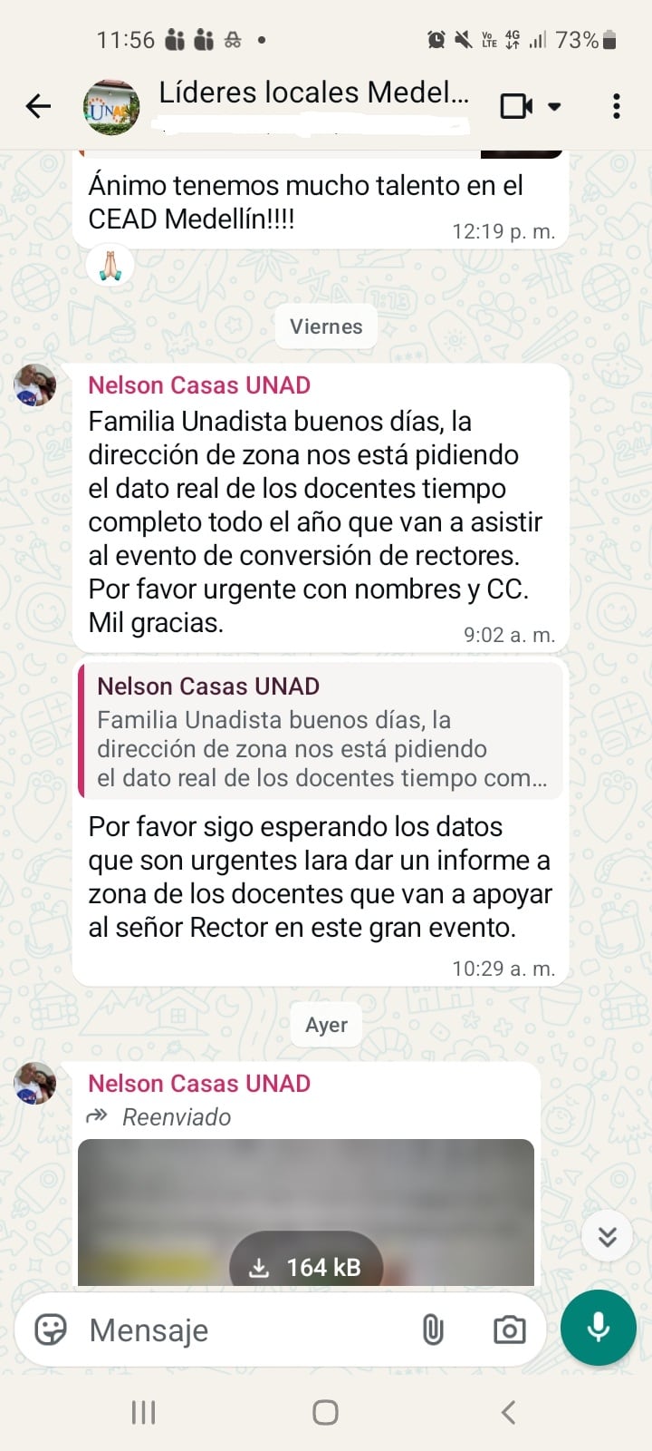 Mensajes con los que prueban las presIones a los docentes dE la UNAD- Medellín