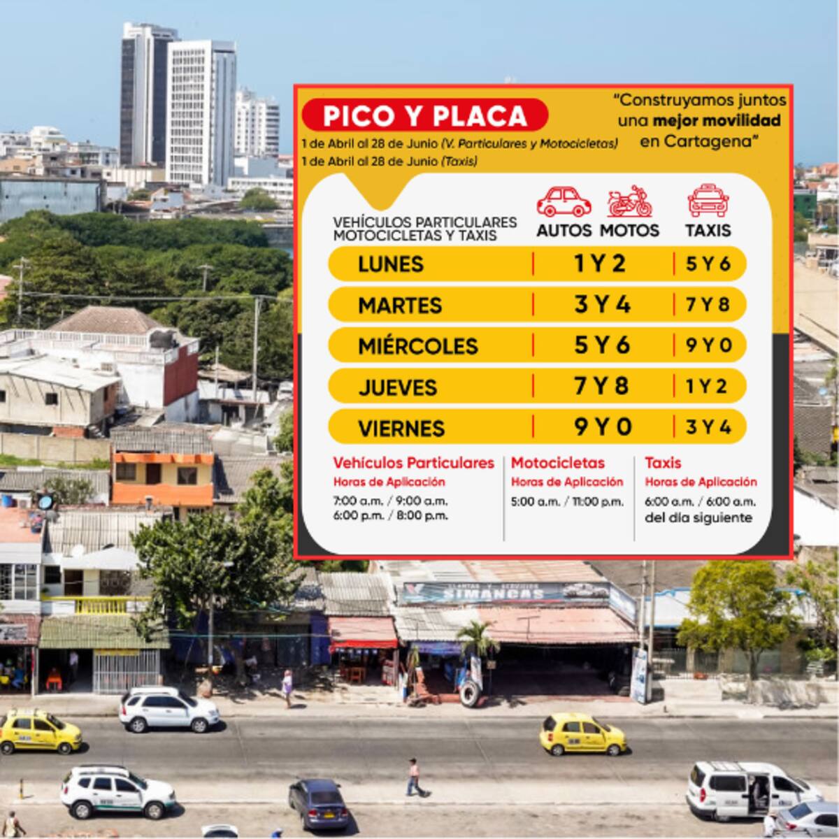 Pico y Placa Cartagena 23 de abril: carros particulares y motos que NO podrán transitar