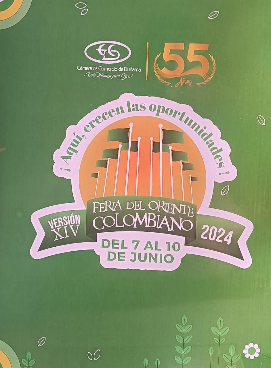 La XIV Feria del Oriente Colombiano se desarrollará en la Cámara de Comercio de Duitama, Boyacá, del 7 al 10 de junio de 2024.