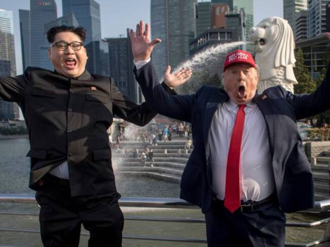 Imitadores de Kim Jong Un y Donald Trump