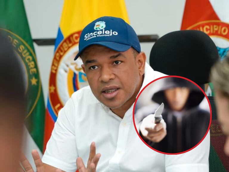 Imagen de referencia | Persona amenazando con arma blanca: Getty Images / Alcalde de Sincelejo, Yahir Acuña: Alcaldía de Sincelejo