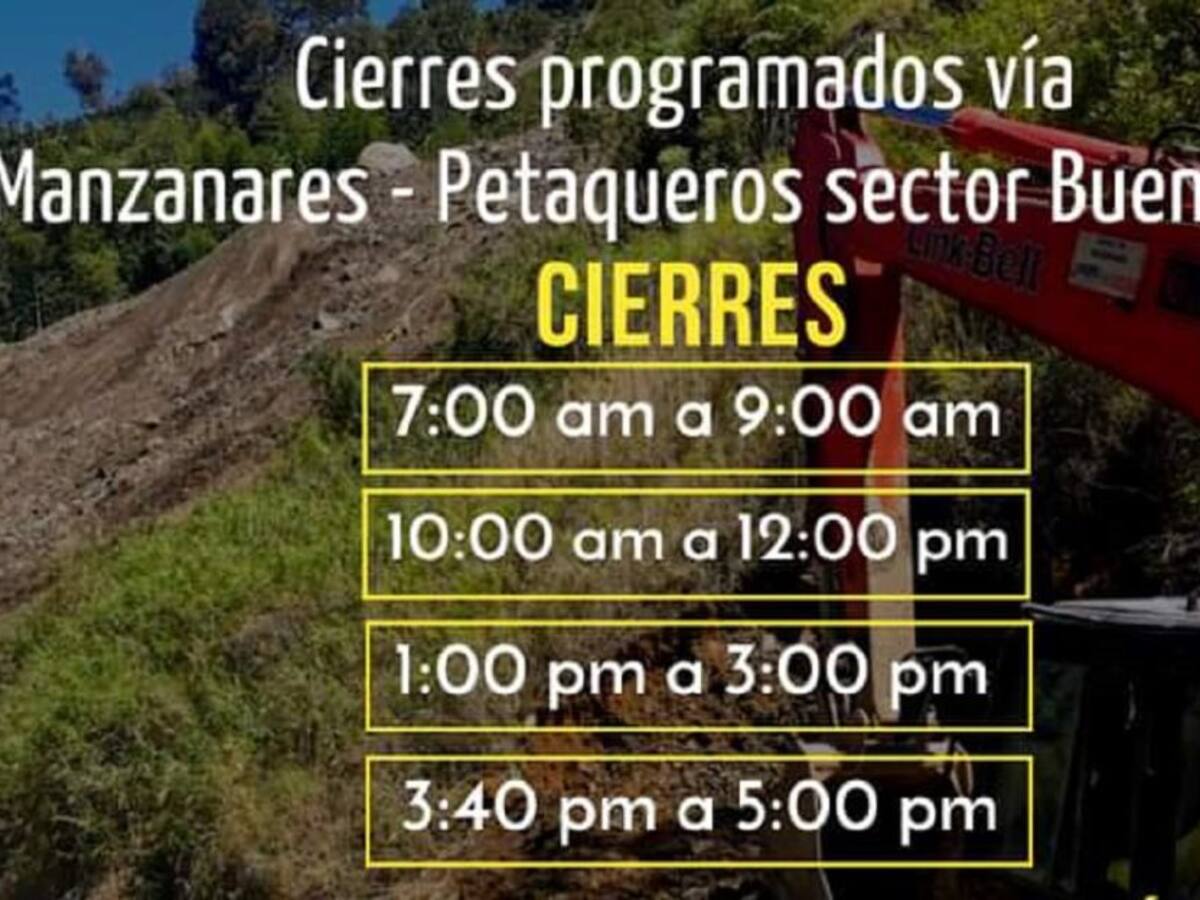 Atento a los horarios de cierre en la vía Petaqueros - Manzanares